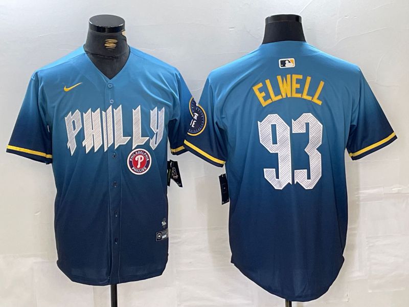 Men Philadelphia Phillies #93 Elwell Blue City Edition 2024 Nike MLB Jersey style 3->women mlb jersey->Women Jersey